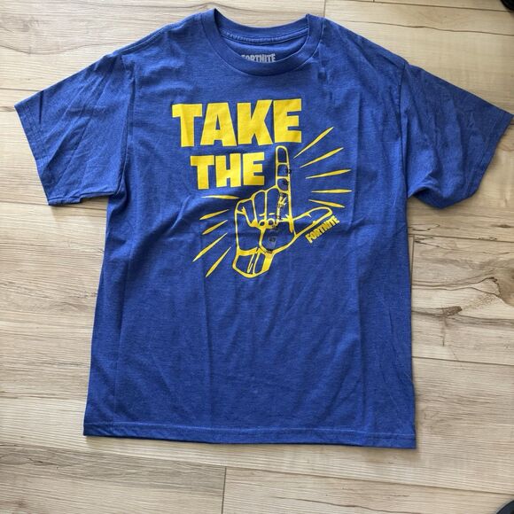 FORTNITE - TAKE THE L - BLUE AND YELLOW T-SHIRT -YOUTH Size 18/20 - Picture 1 of 2